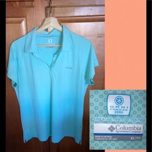 ➕Columbia Shirt Top Polo Short Sleeve Omni Freeze Zero Mint Green XL